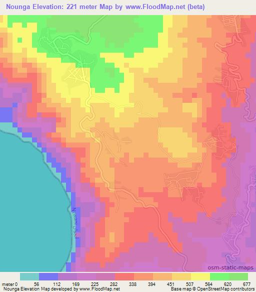 Nounga,Comoros Elevation Map
