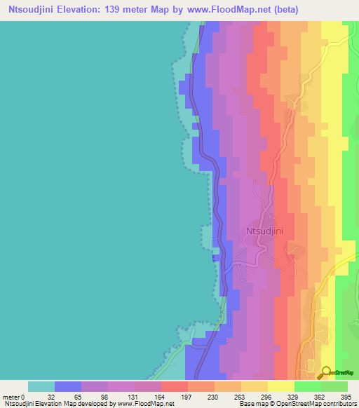 Ntsoudjini,Comoros Elevation Map