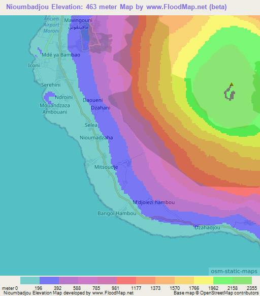 Nioumbadjou,Comoros Elevation Map