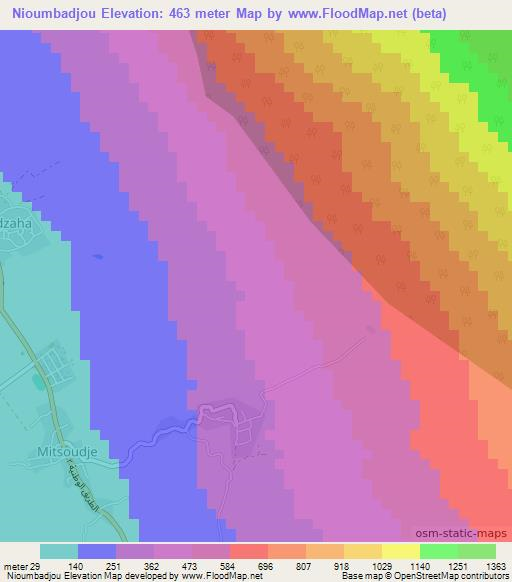 Nioumbadjou,Comoros Elevation Map