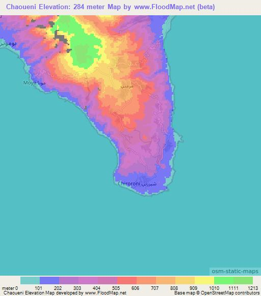 Chaoueni,Comoros Elevation Map