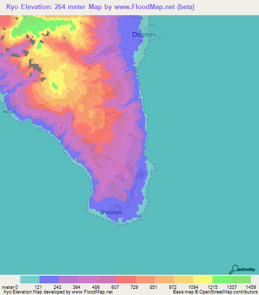 Kyo,Comoros Elevation Map