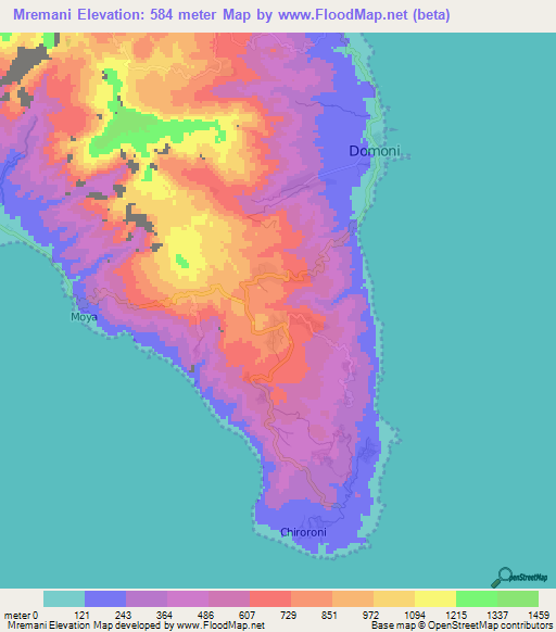 Mremani,Comoros Elevation Map