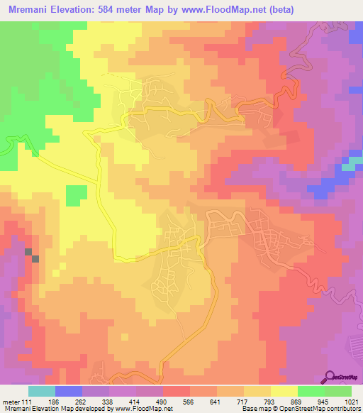 Mremani,Comoros Elevation Map