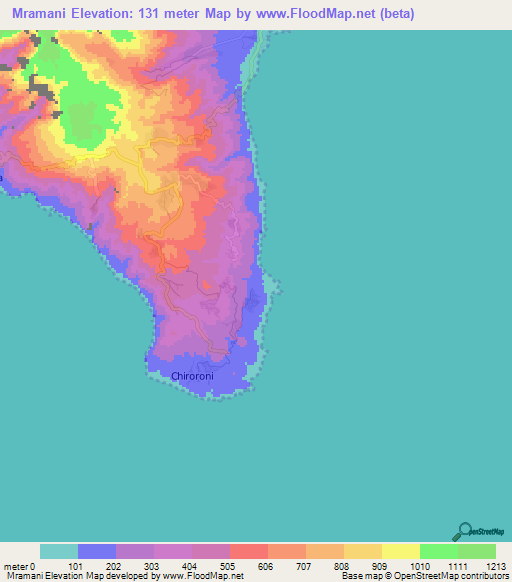 Mramani,Comoros Elevation Map