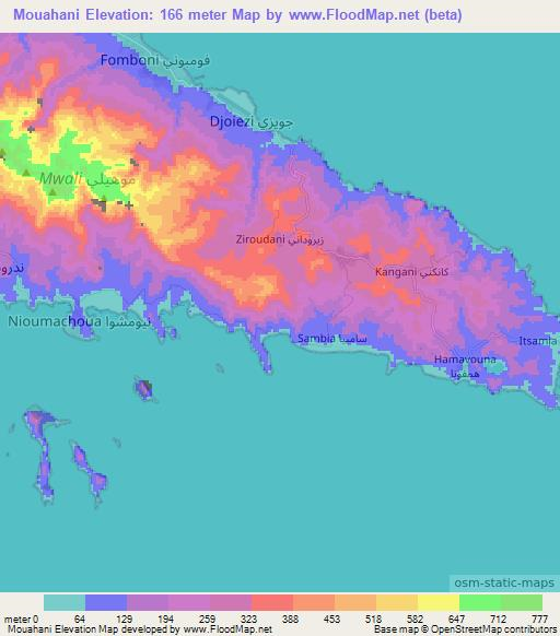 Mouahani,Comoros Elevation Map