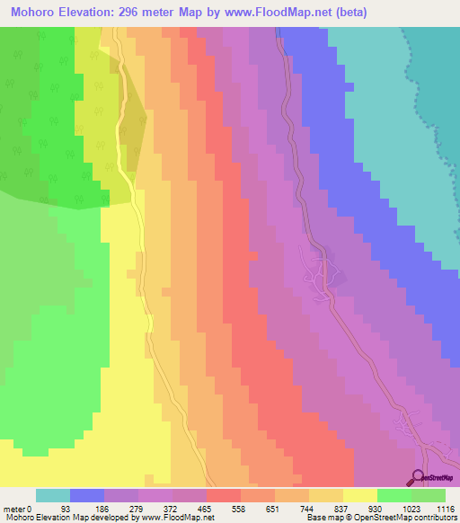 Mohoro,Comoros Elevation Map