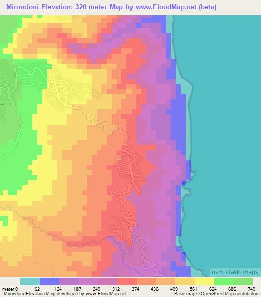 Mirondoni,Comoros Elevation Map
