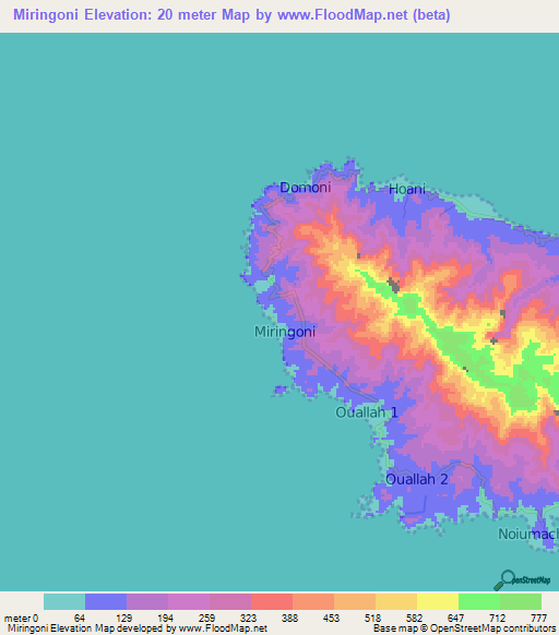 Miringoni,Comoros Elevation Map