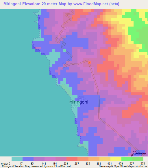 Miringoni,Comoros Elevation Map