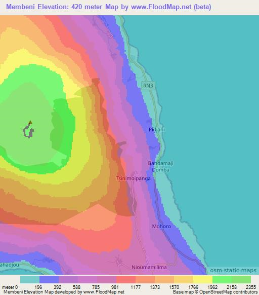 Membeni,Comoros Elevation Map