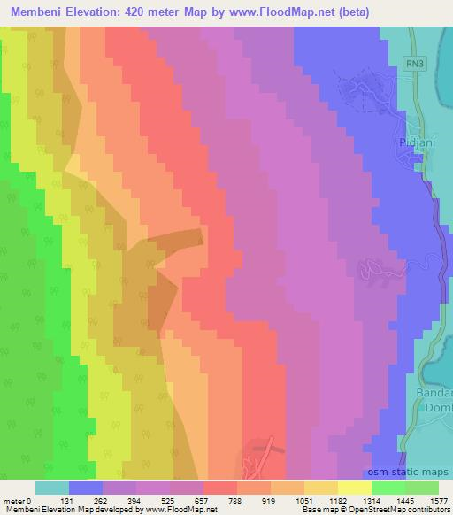 Membeni,Comoros Elevation Map