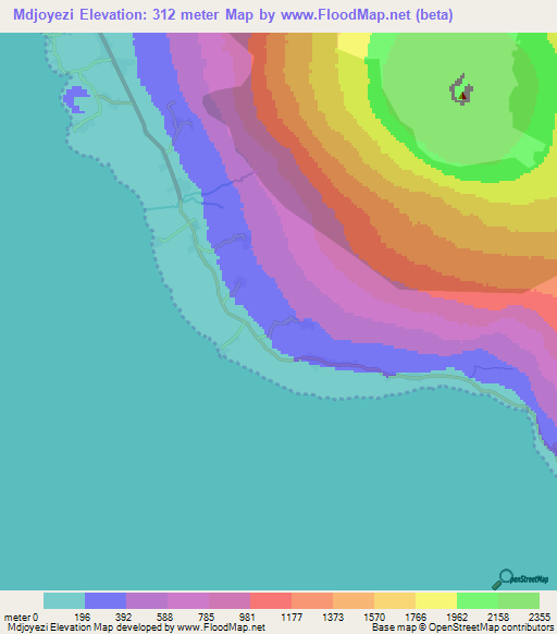 Mdjoyezi,Comoros Elevation Map