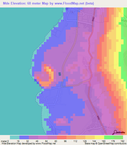 Mde,Comoros Elevation Map