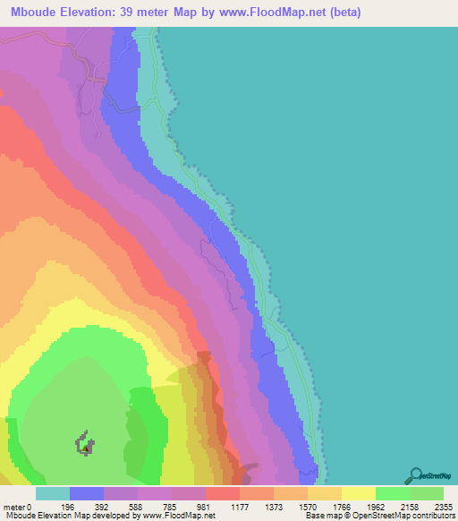 Mboude,Comoros Elevation Map