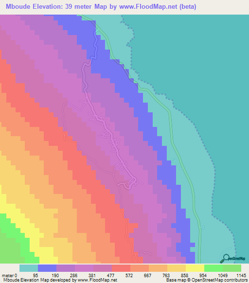 Mboude,Comoros Elevation Map