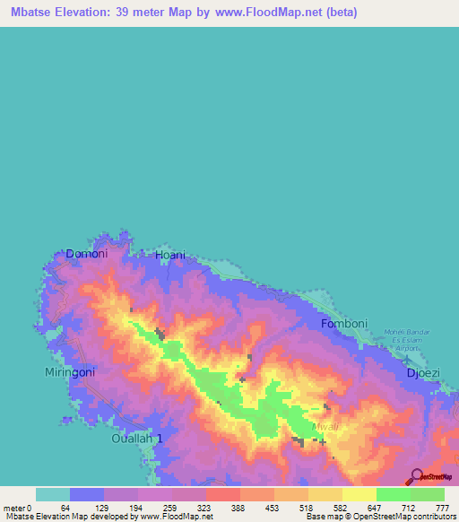 Mbatse,Comoros Elevation Map