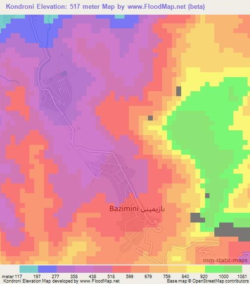 Kondroni,Comoros Elevation Map