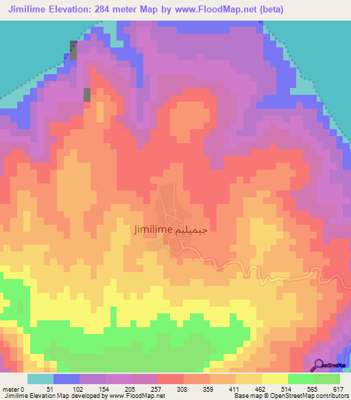 Jimilime,Comoros Elevation Map