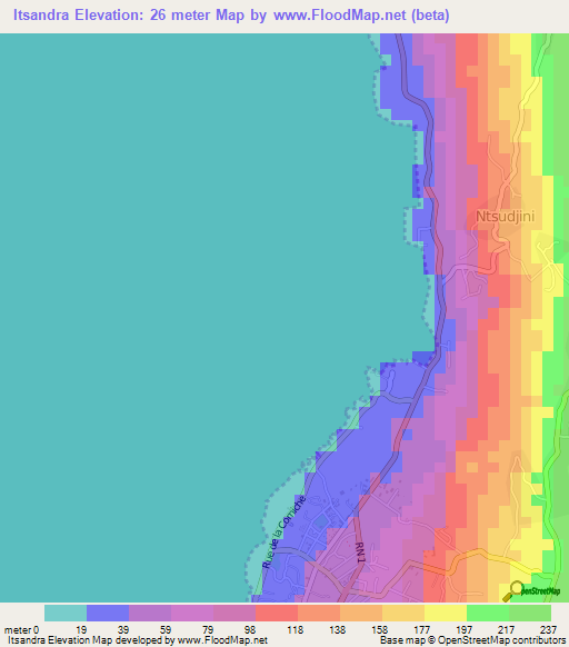 Itsandra,Comoros Elevation Map