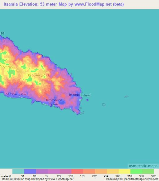 Itsamia,Comoros Elevation Map