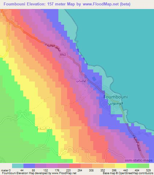 Foumbouni,Comoros Elevation Map