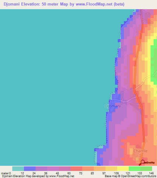 Djomani,Comoros Elevation Map
