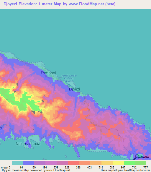 Djoyezi,Comoros Elevation Map