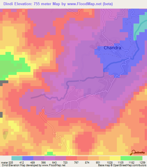 Dindi,Comoros Elevation Map