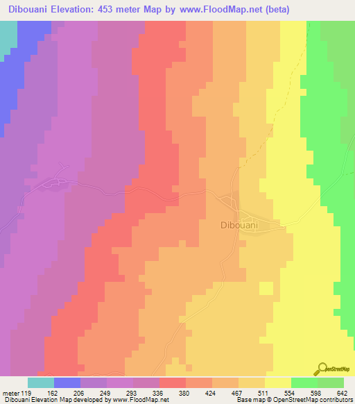 Dibouani,Comoros Elevation Map