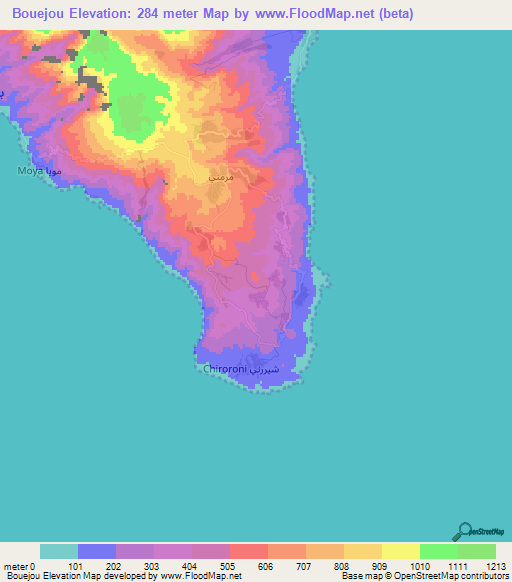 Bouejou,Comoros Elevation Map