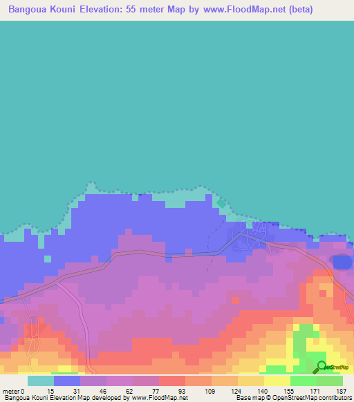 Bangoua Kouni,Comoros Elevation Map