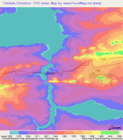 Tshikala,Congo (Kinshasa) Elevation Map