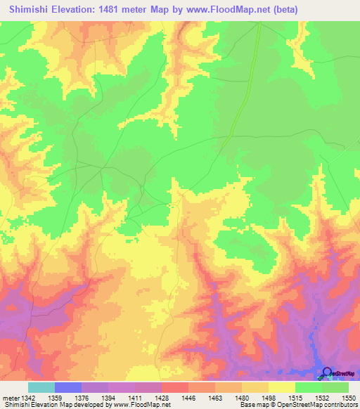Shimishi,Congo (Kinshasa) Elevation Map