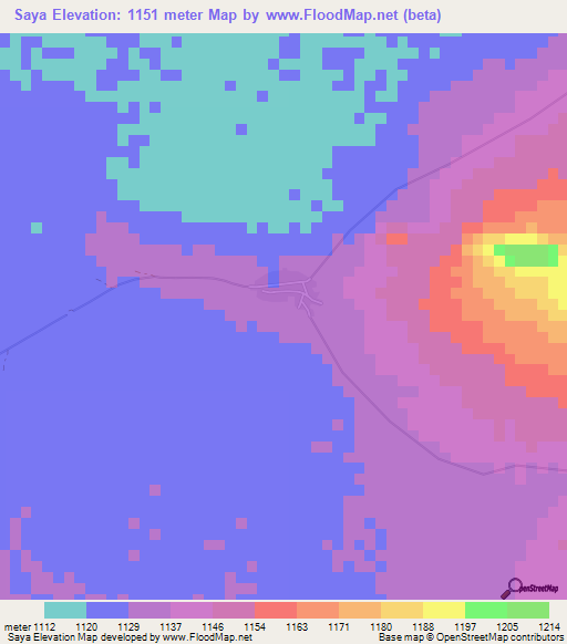 Saya,Congo (Kinshasa) Elevation Map