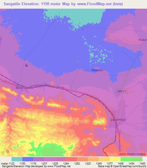 Sangatile,Congo (Kinshasa) Elevation Map