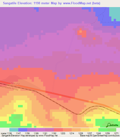Sangatile,Congo (Kinshasa) Elevation Map