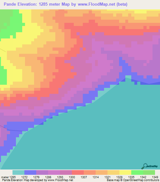 Pande,Congo (Kinshasa) Elevation Map
