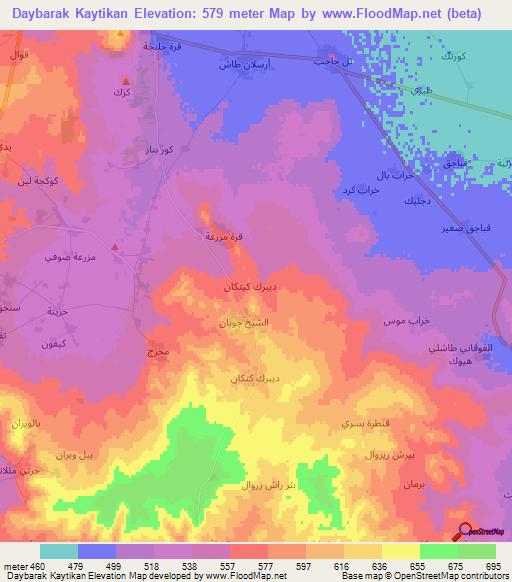 Daybarak Kaytikan,Syria Elevation Map
