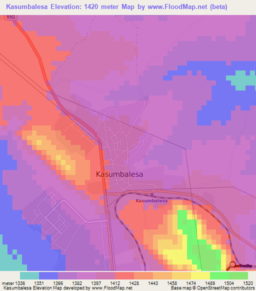 Kasumbalesa,Congo (Kinshasa) Elevation Map