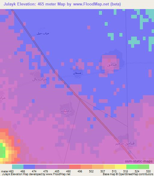 Julayk,Syria Elevation Map