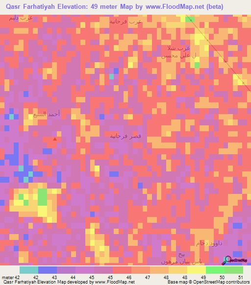 Qasr Farhatiyah,Iraq Elevation Map
