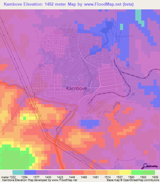 Kambove,Congo (Kinshasa) Elevation Map