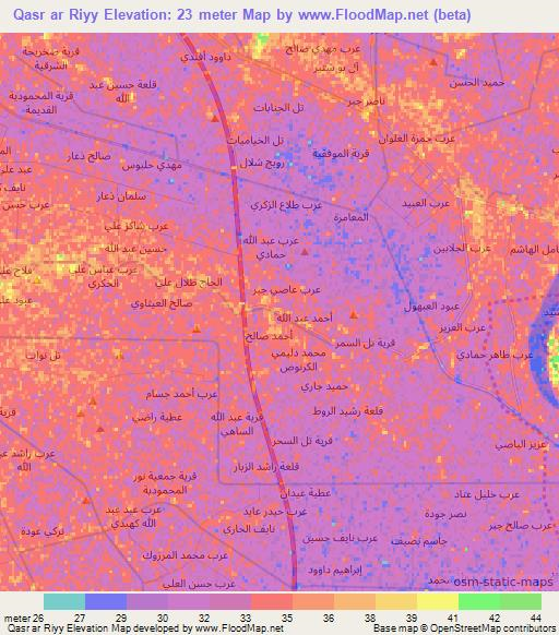 Qasr ar Riyy,Iraq Elevation Map