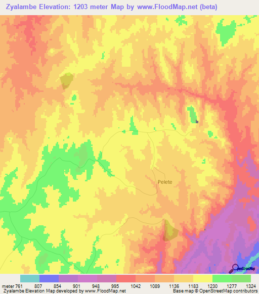 Zyalambe,Malawi Elevation Map