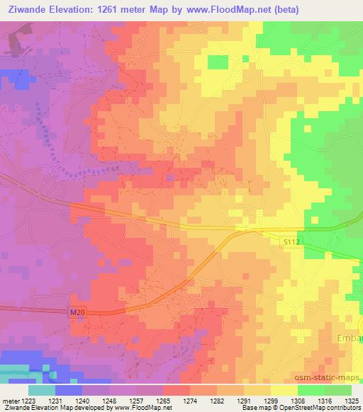 Ziwande,Malawi Elevation Map