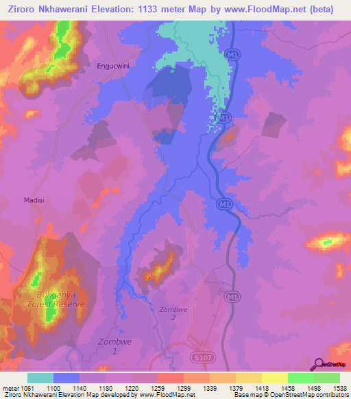 Ziroro Nkhawerani,Malawi Elevation Map