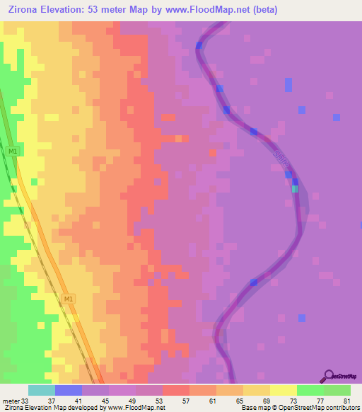 Zirona,Malawi Elevation Map