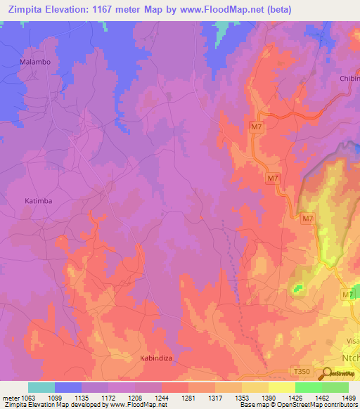 Zimpita,Malawi Elevation Map