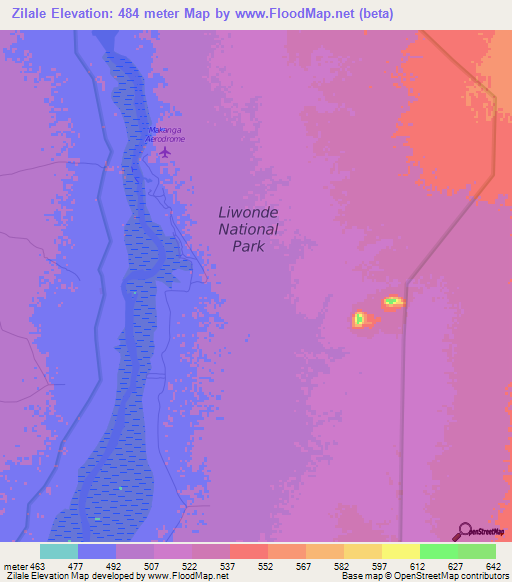 Zilale,Malawi Elevation Map